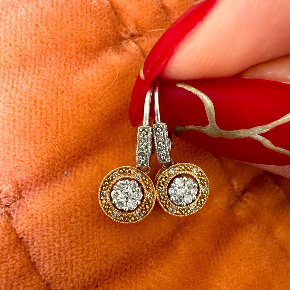 SOLD 14 karat gold, forever diamond earring set